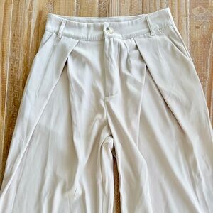 Light Khaki Wide Leg High Waist Trousers